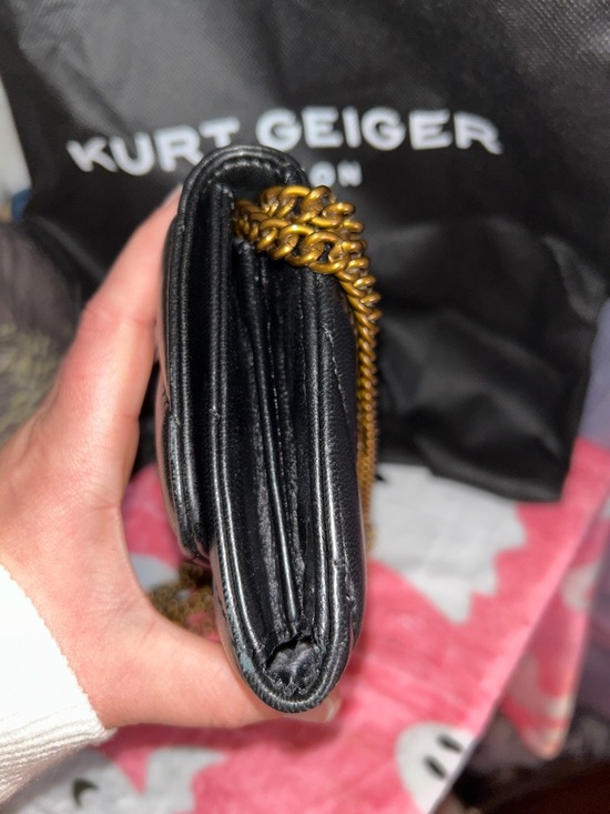 Kurt Geiger Black Soho Leather Wallet on Chain - Picture 3 of 9